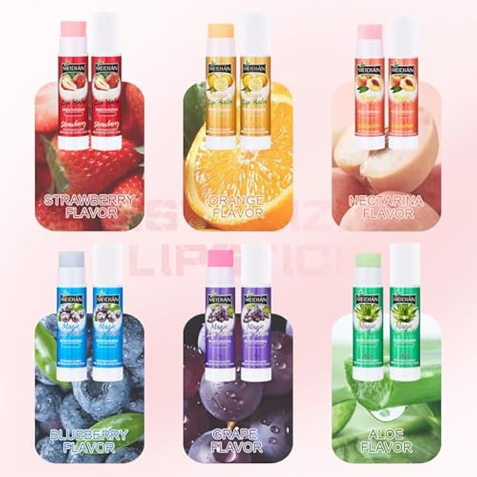 MEIDIAN 6PCS LIP BALM BULK, NATURAL LIP BALM, LIP CARE PRODUCTS, MOISTURIZING SOOTHING CHAPPED LIPS, 6 FLAVORS LIP MOISTURIZER, ANTI-CRACKING MOISTURIZES AND SMOOTH LIP LINES, FRUIT FLAVORED LIP BALM SET - Image 2